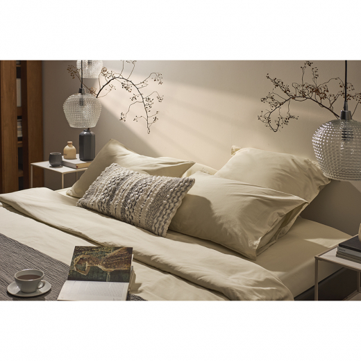 Комплект постельного белья из сатина серо-бежевого цвета с брашинг-эффектом из коллекции Essential, 200х220 см
