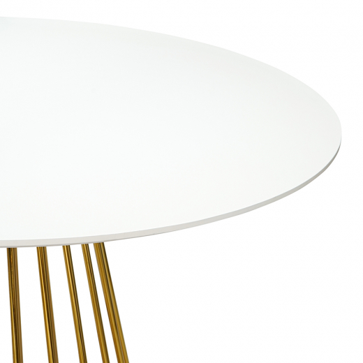 Стол обеденный Tyra, Ø110 см, белый/золотой