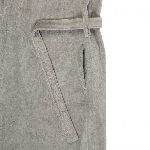 Халат махровый из чесаного хлопка серого цвета из коллекции Essential, размер L