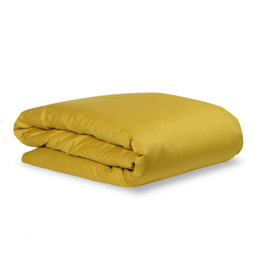 Комплект постельного белья полутораспальный из сатина горчичного цвета из коллекции Essential