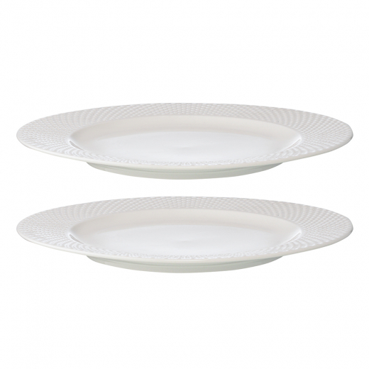 Набор из двух тарелок белого цвета с фактурным рисунком из коллекции Essential, 27см
