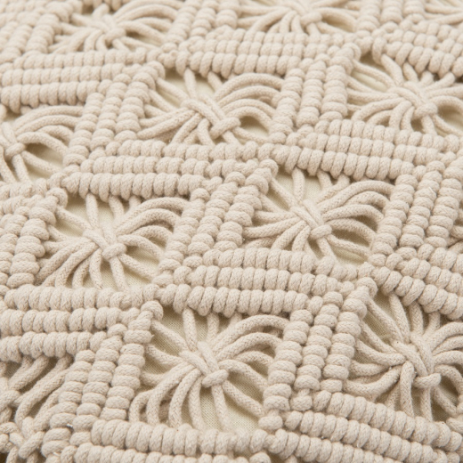 Чехол на подушку макраме с бахромой бежевого цвета из коллекции Ethnic, 45х45 см