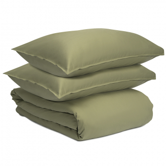 Комплект постельного белья из сатина цвета шалфея с брашинг-эффектом из коллекции Essential, 150х200 см