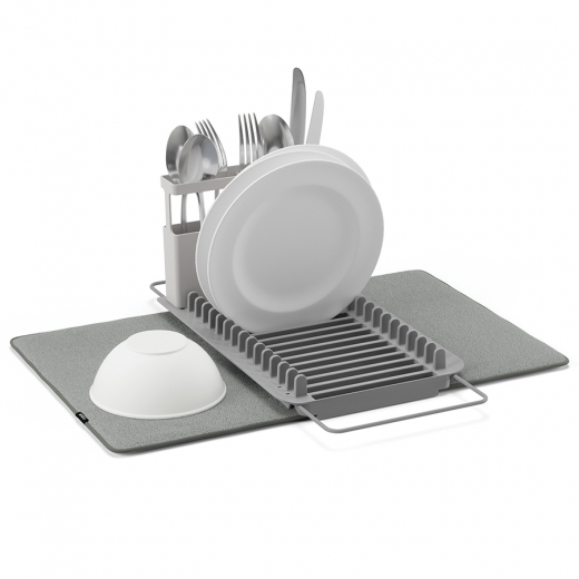 Коврик для сушки посуды с полкой для раковины Udry 51х17х57 см, темно-серый