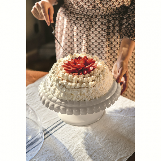Блюдо для торта с крышкой Tiffany, Ø30 см, молочно-белое