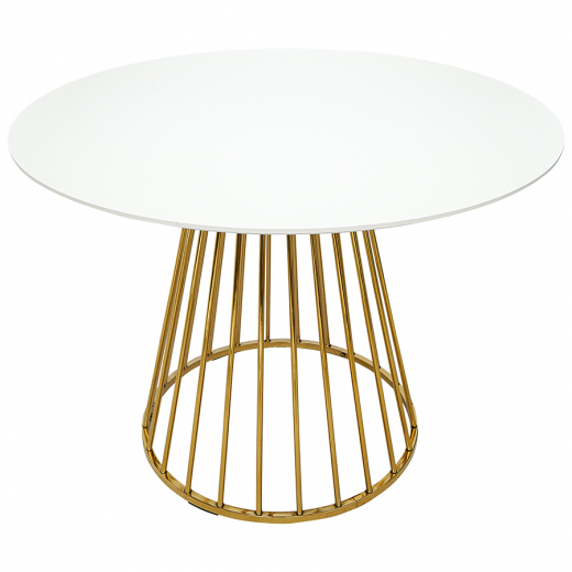 Стол обеденный Tyra, Ø110 см, белый/золотой