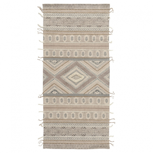 Ковер из хлопка, шерсти и джута с геометрическим орнаментом из коллекции Ethnic, 70х160 см