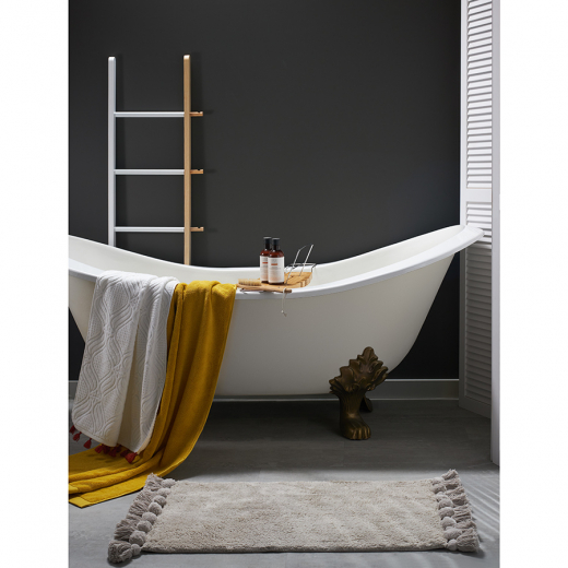 Коврик для ванной ворсовый с кисточками светло-серого цвета из коллекции Essential, 50х80 см