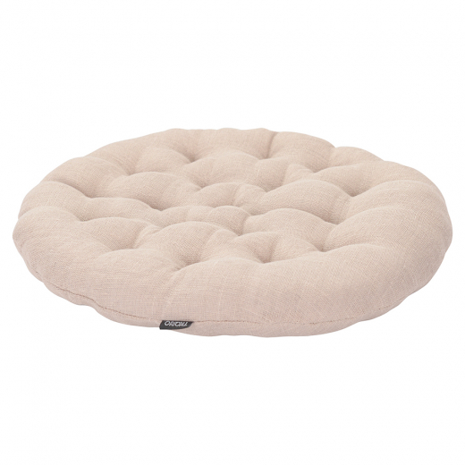 Подушка на стул круглая из стираного льна бежевого цвета из коллекции Essential, 40х40x4 см
