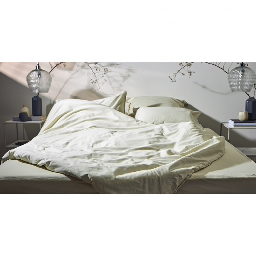 Комплект постельного белья из сатина серо-бежевого цвета с брашинг-эффектом из коллекции Essential, 200х220 см