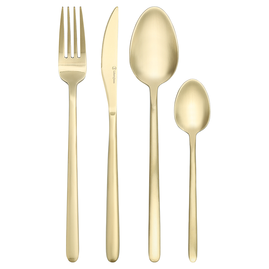 Изображение товара Набор столовых приборов Pure, золотистые матовые, 24 пред.