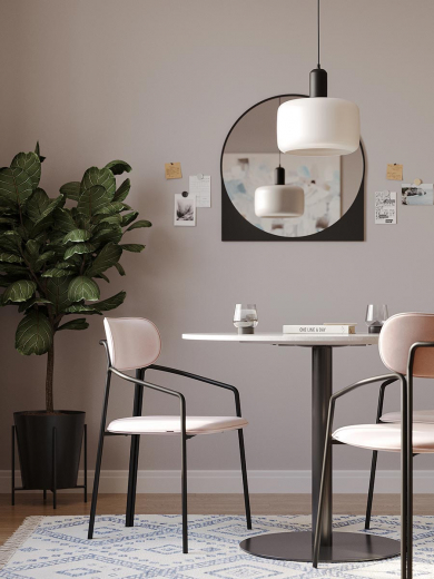 Стул Ror, Round, велюр, черный/розовый