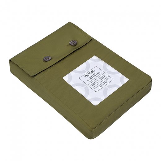 Комплект постельного белья из премиального сатина оливкового цвета из коллекции Essential, 150х200 с