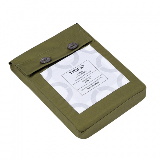 Набор наволочек из премиального сатина оливкового цвета из коллекции Essential, 70х70 см