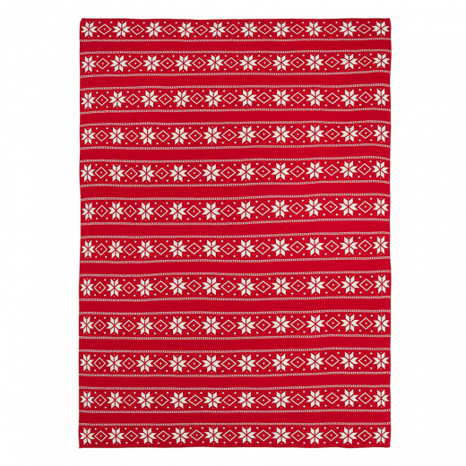 Плед из хлопка с новогодним рисунком Frostwork из коллекции New Year Essential, 130x180 см