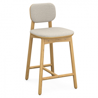 Стул полубарный с обивкой Saga, рогожка, бежевый