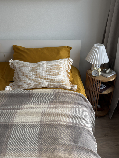 Комплект постельного белья из премиального сатина горчичного цвета из коллекции Essential, 200х220 см