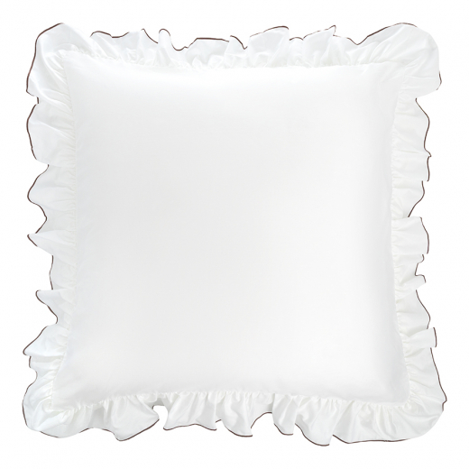 Набор наволочек из премиального сатина с рюшами и кантом шоколадного цвета из коллекции Essential, 70х70 см