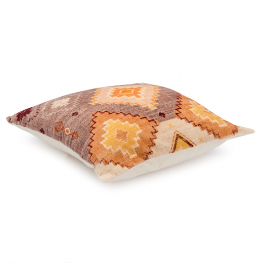 Чехол на подушку из хлопкового бархата с этническим орнаментом цвета лаванды из коллекции Ethnic, 45х45 см