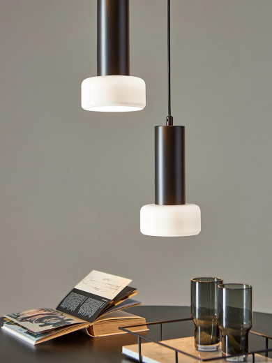 Светильник подвесной каскадный Fungus, Ø15х25 см, 3 плафона, белый/черный