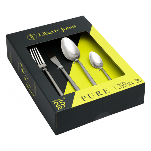 Набор столовых приборов Pure, серебристые матовые, 16 пред.