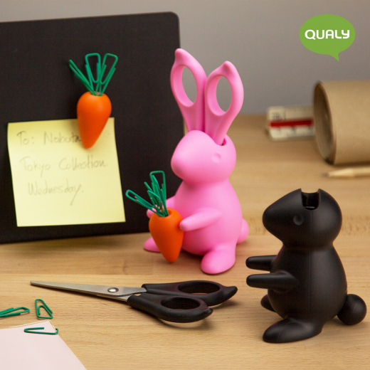 Ножницы+магнит со скрепками Bunny, черный