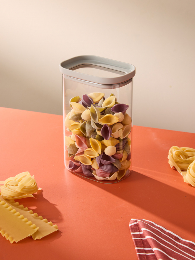 Банка для хранения прямоугольная Vacuum Glass, 1,25 л, светло-серая