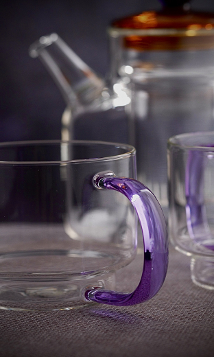 Набор кружек Orb, 400 мл, прозрачные/фиолетовые, 2 шт.