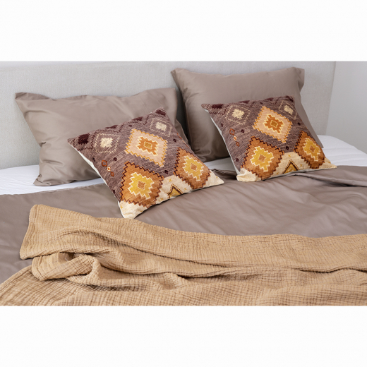 Комплект постельного белья из сатина светло-коричневого цвета из коллекции Essential, 200х220 см