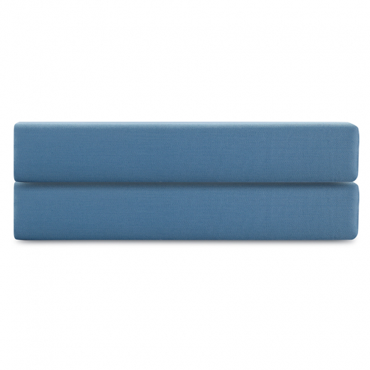 Простыня на резинке из премиального сатина джинсово-синего цвета из коллекции Essential,  180х200х30