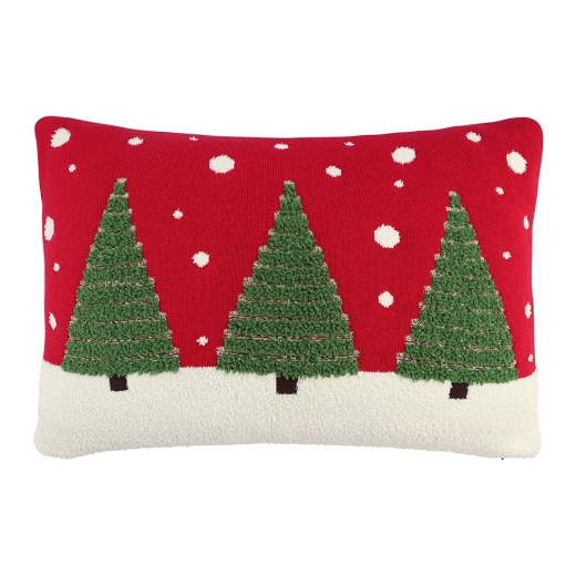Подушка вязаная с новогодним рисунком Festive Wood из коллекции New Year Essential, 40x60 см