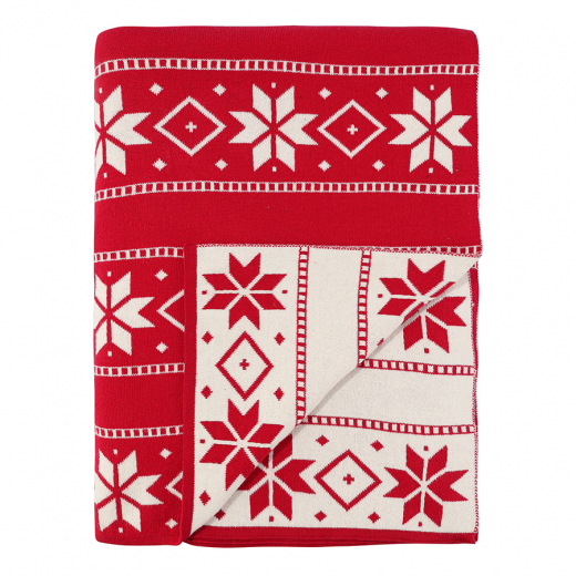 Плед из хлопка с новогодним рисунком Frostwork из коллекции New Year Essential, 130x180 см
