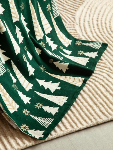 Плед из хлопка с новогодним рисунком Whitewood из коллекции New Year Essential, 130x180 см