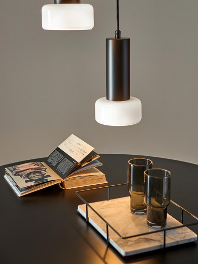 Светильник подвесной каскадный Fungus, Ø15х25 см, 3 плафона, белый/черный