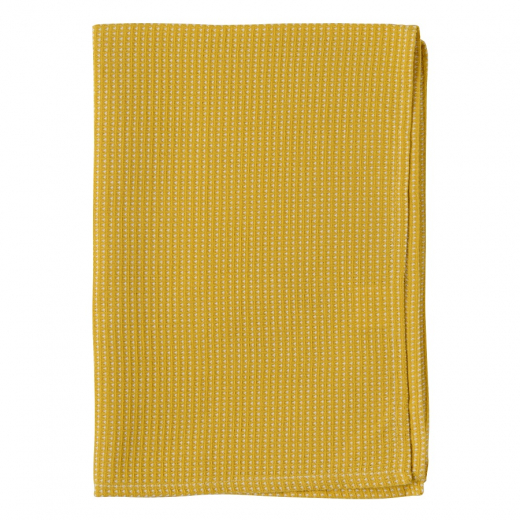 Полотенце кухонное вафельное горчичного цвета из коллекции Essential, 50х70 см