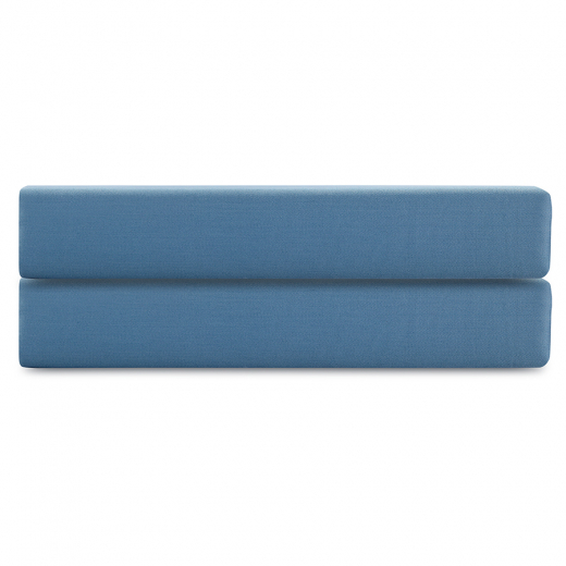 Простыня на резинке из премиального сатина джинсово-синего цвета из коллекции Essential, 200х200х30