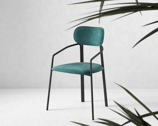 Стул Ror, Round, велюр, черный/зеленый