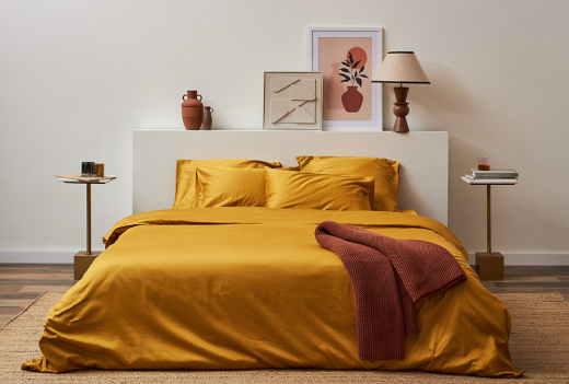 Комплект постельного белья из премиального сатина горчичного цвета из коллекции Essential, 150х200 см