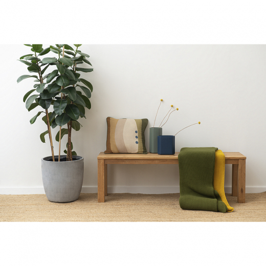 Плед из хлопка жемчужной вязки оливкового цвета из коллекции Essential, 130х180 см