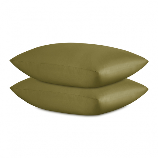 Комплект постельного белья из премиального сатина оливкового цвета из коллекции Essential, 150х200 с