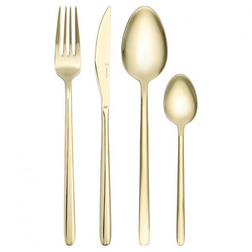 Набор столовых приборов Pure, золотистые глянцевые, 24 пред.
