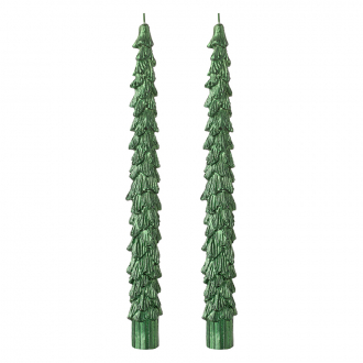 Набор из двух свечей зеленого цвета из коллекции New Year Essential, 25 см