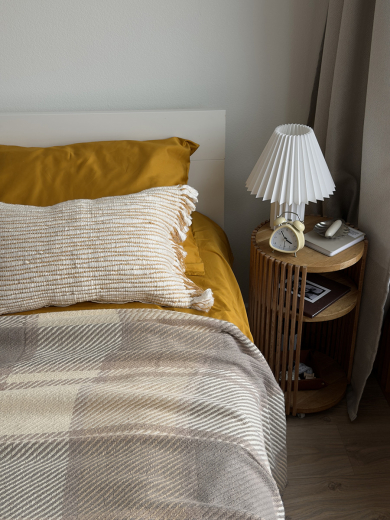 Комплект постельного белья из премиального сатина горчичного цвета из коллекции Essential, 200х220 см