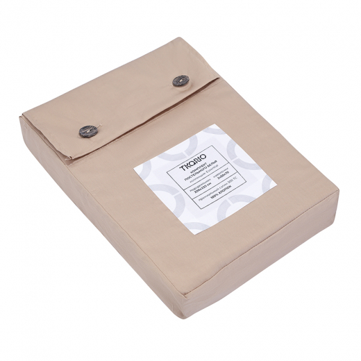 Комплект постельного белья из премиального сатина бежевого цвета из коллекции Essential, 200х220 см