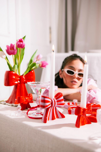 Подсвечник Bow, 11х12х5 см, красно-белый