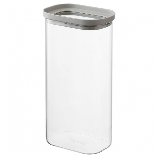 Банка для хранения прямоугольная Vacuum Glass, 1,75 л, светло-серая