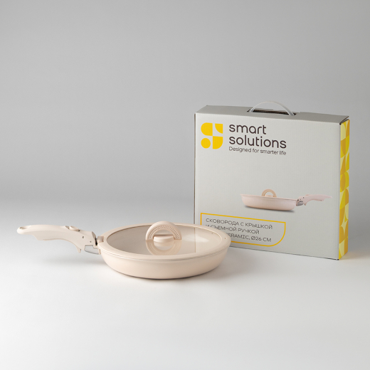 Сковорода с крышкой и съемной ручкой Smart Ceramic, Ø26 см