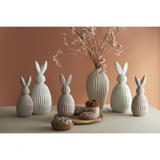 Декор из фарфора белого цвета Trendy Bunny из коллекции Easter Essential, 12,5х12,5x30,5 см
