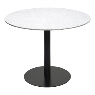Стол обеденный Trond, Ø100 см, белый мрамор/черный