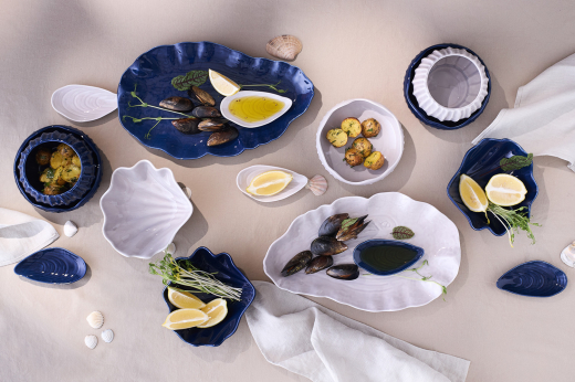 Блюдо сервировочное Clams синего цвета из коллекции Sea treasures